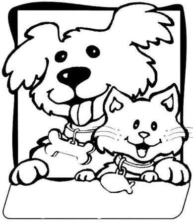 Картинки раскраски кошки и собаки (52 фото)