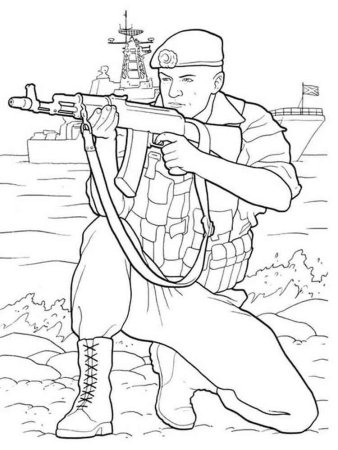Раскраска военные солдаты