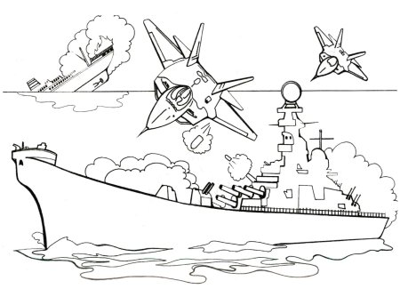 Военный корабль раскраска для детей