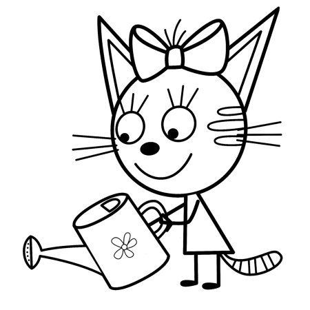 Разукрашка три кота Карамелька