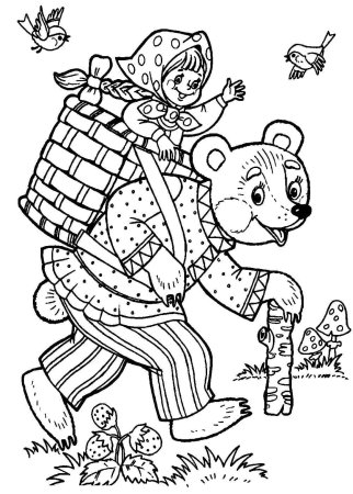 Маша и медведь сказка raskraska