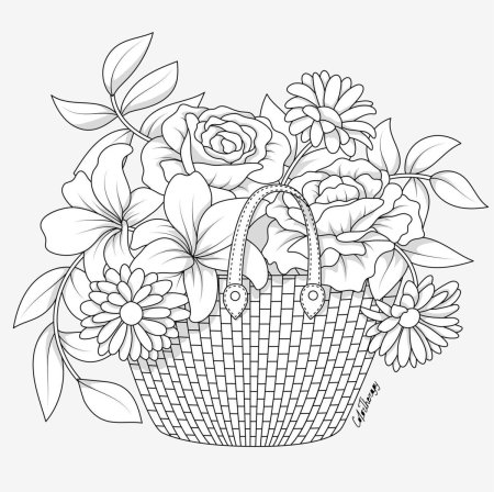 Корзина с цветами рисунок