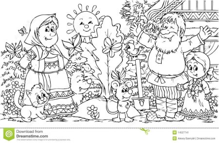 Раскраска у бабушки в деревне