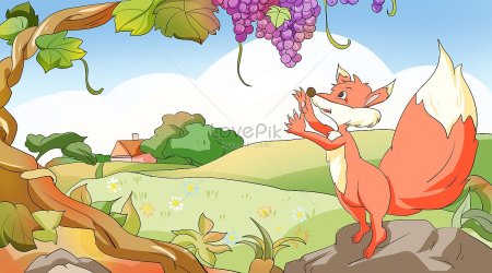 Лисица и виноград мультяшные