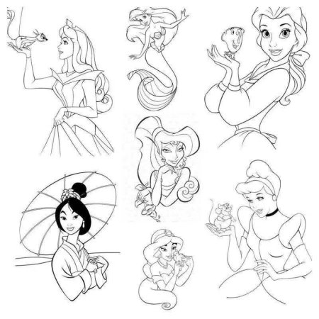 Принцессы Уолта Диснея раскраски