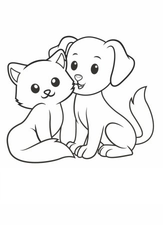 Раскраска Cat and Dog