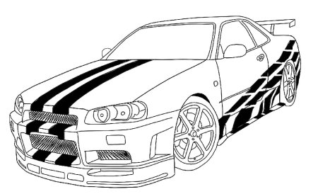 Nissan Skyline GTR r34 раскраска