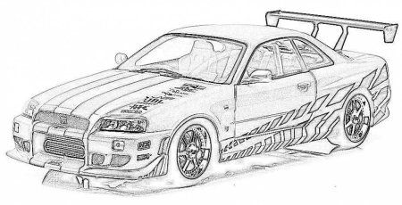 Nissan GTR r34 раскраска