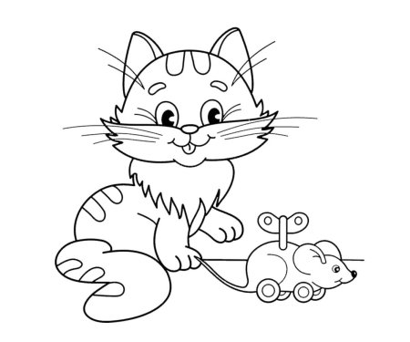 Кошка раскраска для детей