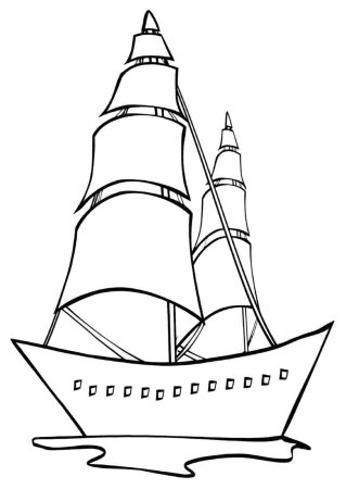 Корабль с парусами раскраска
