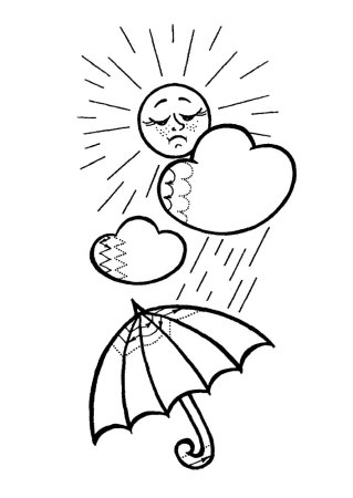 Дождь и солнце раскраска