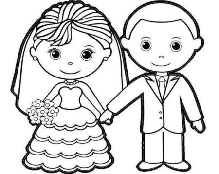 Раскраска жених и невеста свадьба