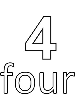 Число 4 раскраска
