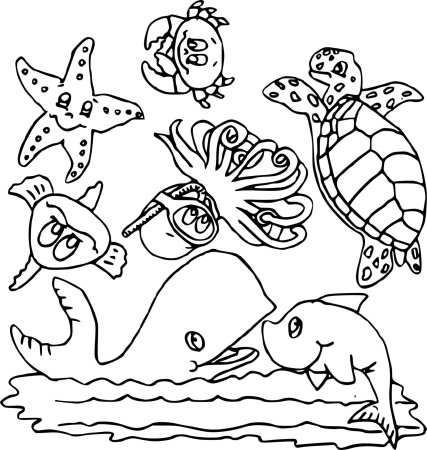 Раскраска "морские жители"