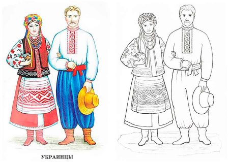Национальный костюм раскраска