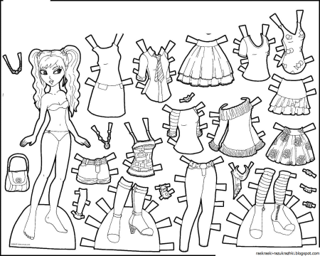 Раскраска кукла с одеждой