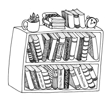 Полка с книгами раскраска