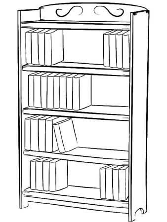 Книжный шкаф раскраска для детей