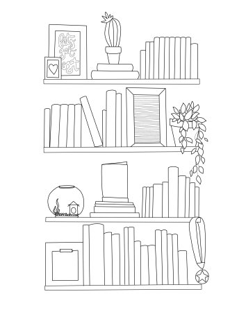 Книжная полка раскраска