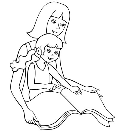 Рисунок мама с дочкой раскраска