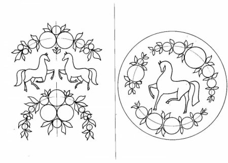 Городецкая роспись. Раскраска