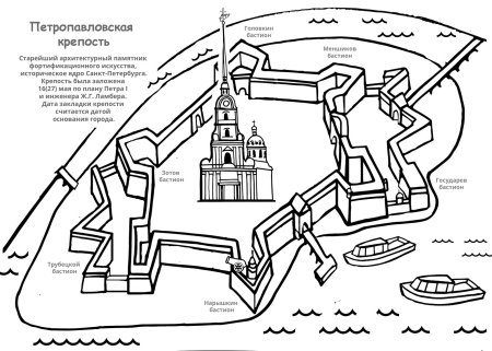 Петр 1 Петропавловская крепость схема