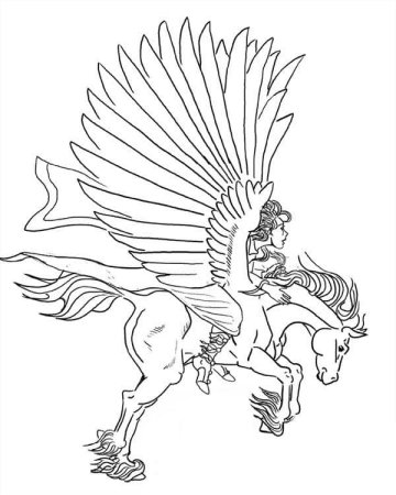 Раскраска лошади крылатые