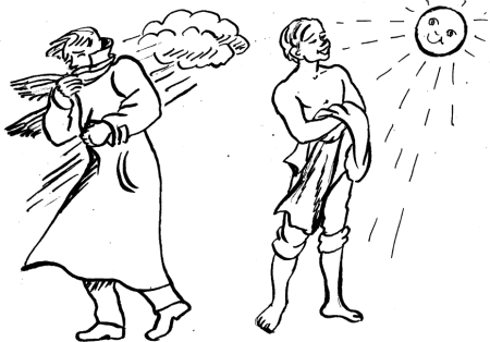 Ветер и солнце Ушинский рисунок