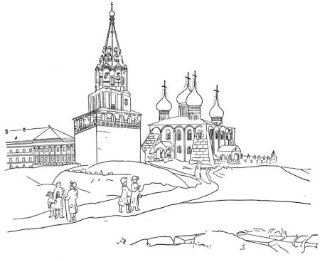 Древнерусский город раскраска