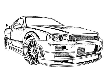 Nissan Skyline GTR r34 раскраска