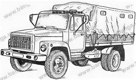 Раскраска ГАЗ 3309 самосвал