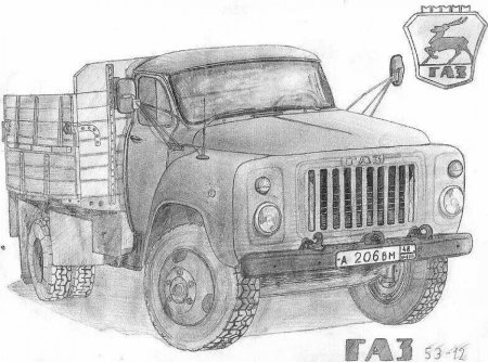 ГАЗ 3307 нарисовать сбоку